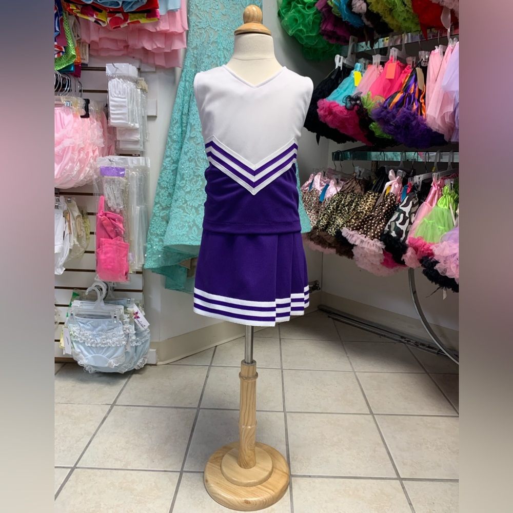 Childs Size 12 Purple & White Blank (No Monogram) Cheerleading Uniform Set NWT